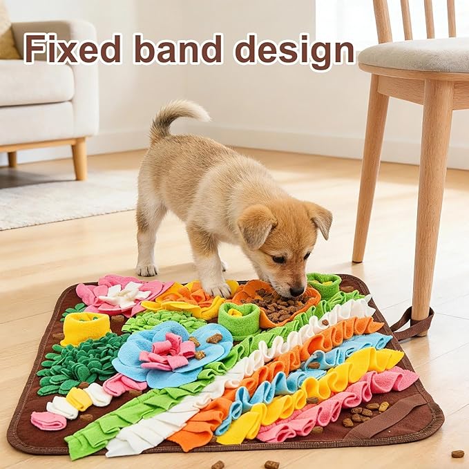 Large Snuffle Mat for Dogs - Dog Snuffle Mat for Slow Feeder, Reduce Boredom, Fun Foraging Mats for Large Medium Dog Sniff Mats for Dogs 19.5in Brown