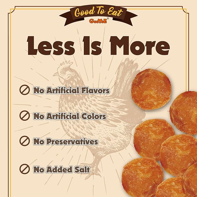Gootoe Dog Treats, Chicken Jerky for Dogs - Dog Training Treats; High-Protein, Gluten-Free, Hypoallergenic, Grain-Free, Chicken Chips, 1 lb