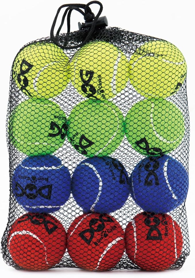 Tennis Balls for Dogs - 12 Pack 2.0'' Durable Non-Toxic Outdoor Dog Toys Balls with Mesh Bag, SGS Certified, Colorful Fetch Toys, Small Breeds (Non Squeaky)