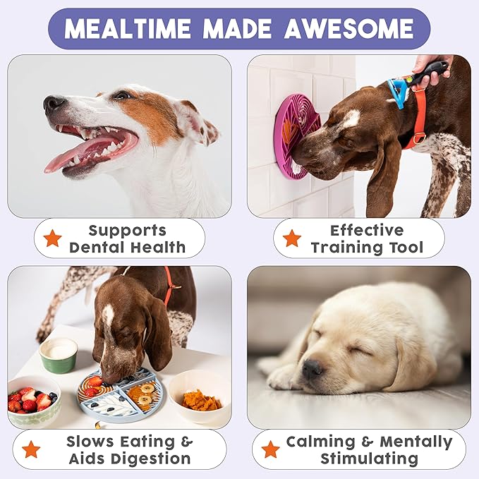 Awoo Paradise Silicone Dog & Cat Lick Mat & Slow Feeder with Suction Cups, Non-Slip, Dishwasher Safe, Extend Mealtime, Reduce Anxiety (Almond)