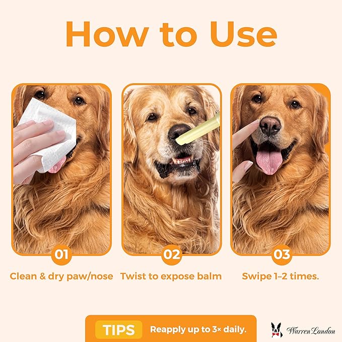 Warren London Nose & Paw Balm Stick for Dogs | Hydrating Moisturizer for Dry, Cracked Paw Pads | Soothes & Protects Dog Paws and Noses | Easy Glide-On Application