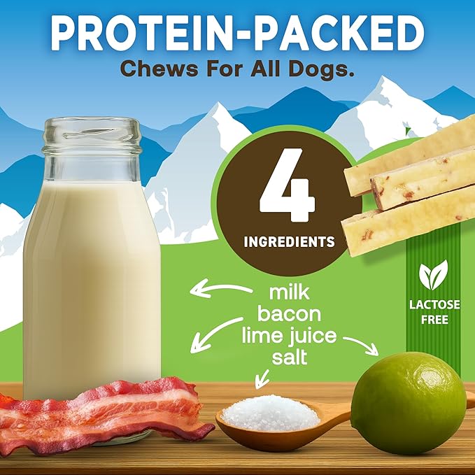 EcoKind Premium Gold Yak Cheese Himalayan Dog Chews, Dog Treats Large Breed, All Natural, High Protein Dog Chew, Bacon, Large - 12+ Chews (3 lbs)