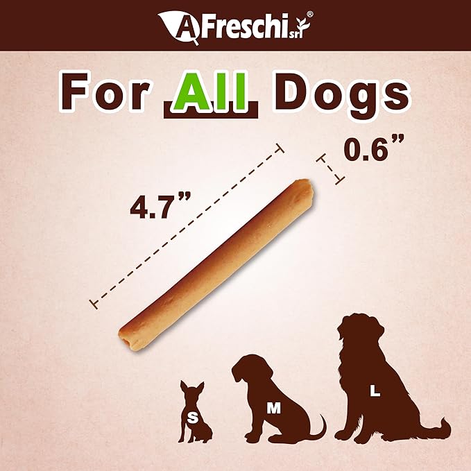 A Freschi srl Chicken Dog Treats, All Natural, Healthy & Easily Digestible, Grain-Free Puppy Chews, Low-Fat, Human Grade Training & Rewards Dog Snacks, Chicken Roll, 12 oz Pack