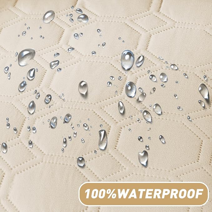 ZNSAYOTX Ultimate Cozy Blankets (82"x120") 100% Waterproof Bed Mat Blanket for Dog Pets, Couch Sofa Protector with Non-Slip Back Washable Durable, Pee Scratch Proof Easy to Clean (Beige)