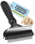 MalsiPree Dog Brush - Large, Black - 2-in-1 Undercoat Rake & Dematting Rake - Shedding Brush & Deshedding Tool for medium to Large Double-Coated Dogs & Cats