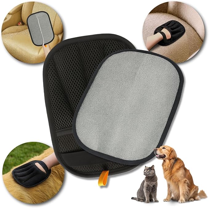 Katziela FurTidy Glove Pet Hair Remover Glove for Dogs & Cats, Reusable Electrostatic Grooming Mitt for Furniture, Clothing, Carpet & Car Seats – Washable & Eco-Friendly Deshedding Tool
