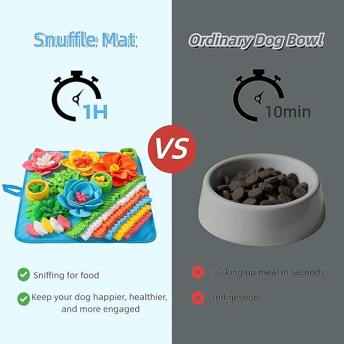 Snuffle Mat for Small Dogs Cats - Dog Snuffle Mat for Slow Feeder, Reduce Boredom, Fun Foraging Mats for Small Medium Dog, Cat, Rabbit, Puppy Sniff Mats for Dogs 15.4in Blue