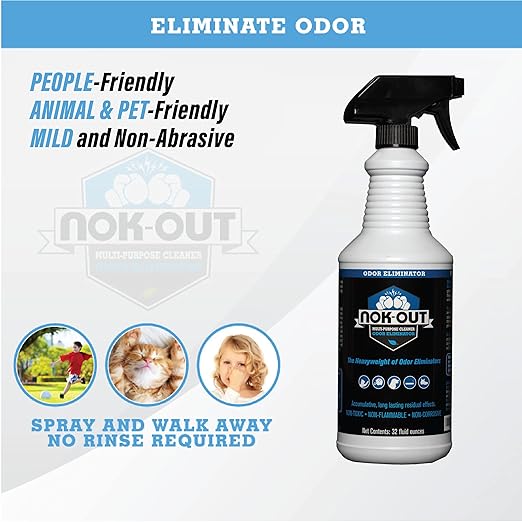 NOK OUT Odor Remover, Pet Deodorizer and Cleaning Spray, Made in the USA, 32 Fluid Ounce Spray and 1 Gallon Set