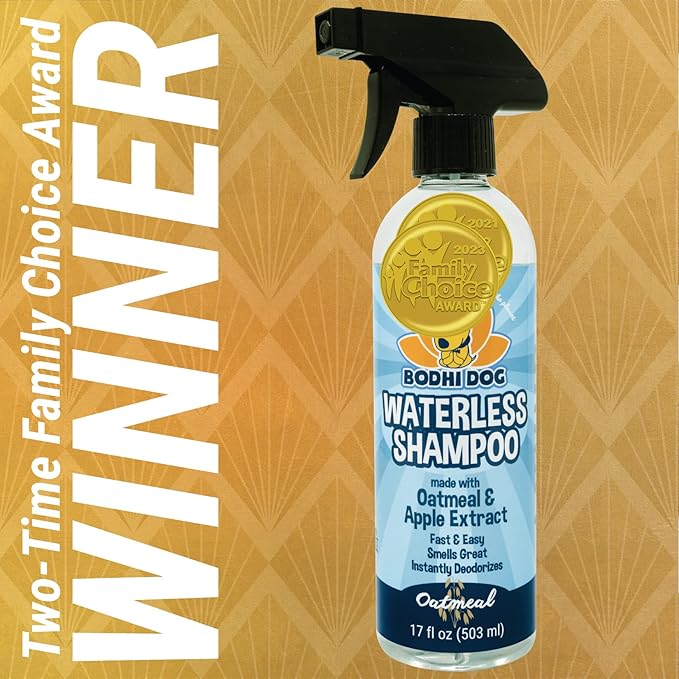 Bodhi Dog Waterless Shampoo - Natural Dry Shampoo for Dogs & Cats - Neutralizes Pet Odor - No Rinse Required - Made of Natural Extracts - Safe for Sensitive Skin - Oatmeal & Apple (17 Fl Oz)