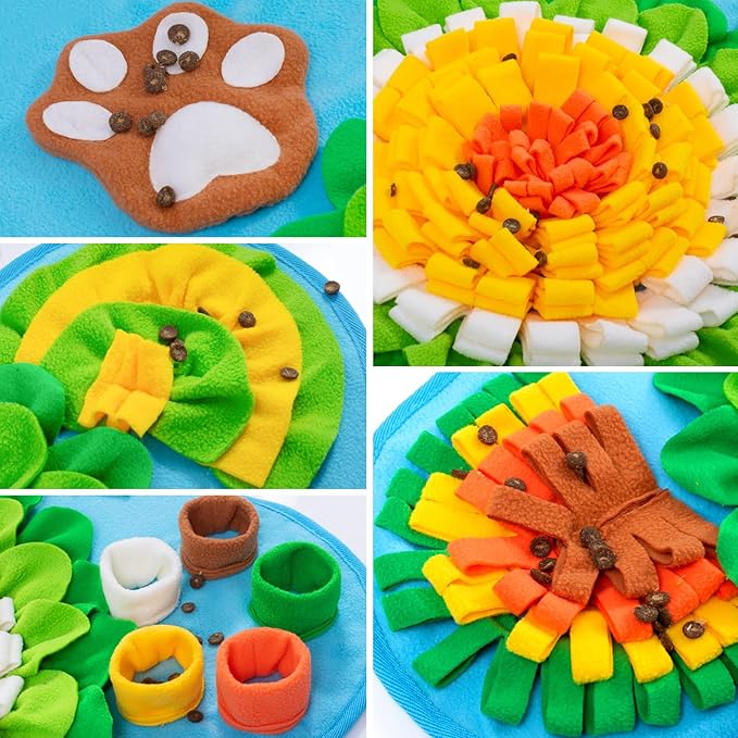 Snuffle Mat for Dogs, Pet Snuffle Mat for Small and Medium Dogs, Interactive Sniff Mat Feeding Mat for Puppies, Slow Feeder Dog Treat Mat for Training and Stress Relief (Bone Shape) (Blue, One Size)