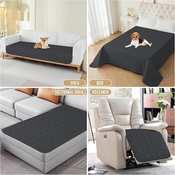 ZNSAYOTX Ultimate Cozy Blankets (52"x82") 100% Waterproof Bed Mat Blanket for Dog Pets, Couch Sofa Protector with Non-Slip Back Washable Durable, Pee Scratch Proof Easy to Clean (Black)