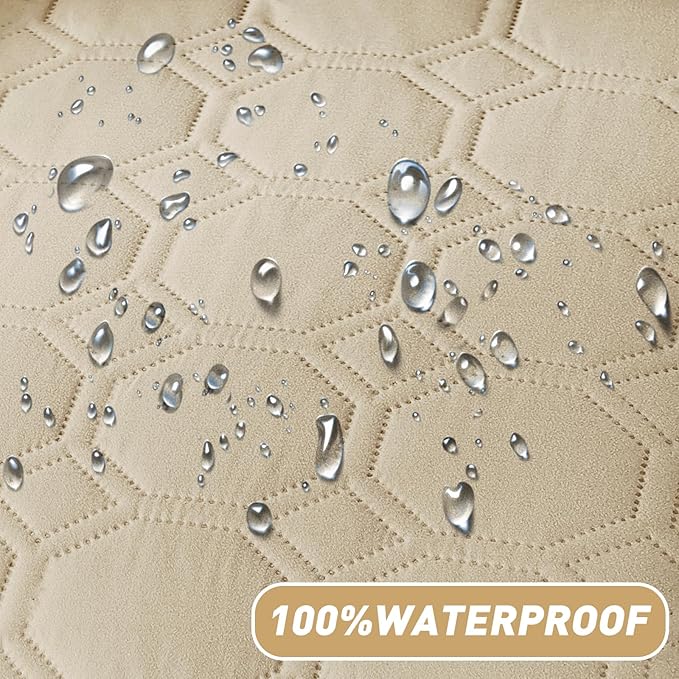 ZNSAYOTX Ultimate Cozy Blankets (82"x82") 100% Waterproof Bed Mat Blanket for Dog Pets, Couch Sofa Protector with Non-Slip Back Washable Durable, Pee Scratch Proof Easy to Clean (Khaki)