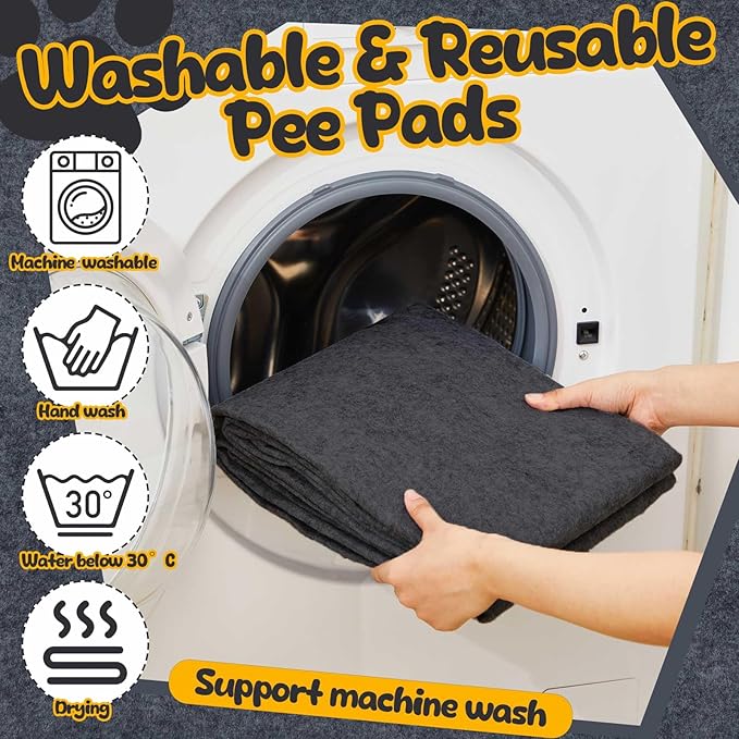 2 Pack Extra Large 60"x74" Reusable Dog Mat Jumbo Waterproof Absorbent Non-Slip Pee Pads Machine Washable Playpen Mat for Training, Whelping, Incontinence, Crate/Kennel Use (Dark Grey) Shinylin