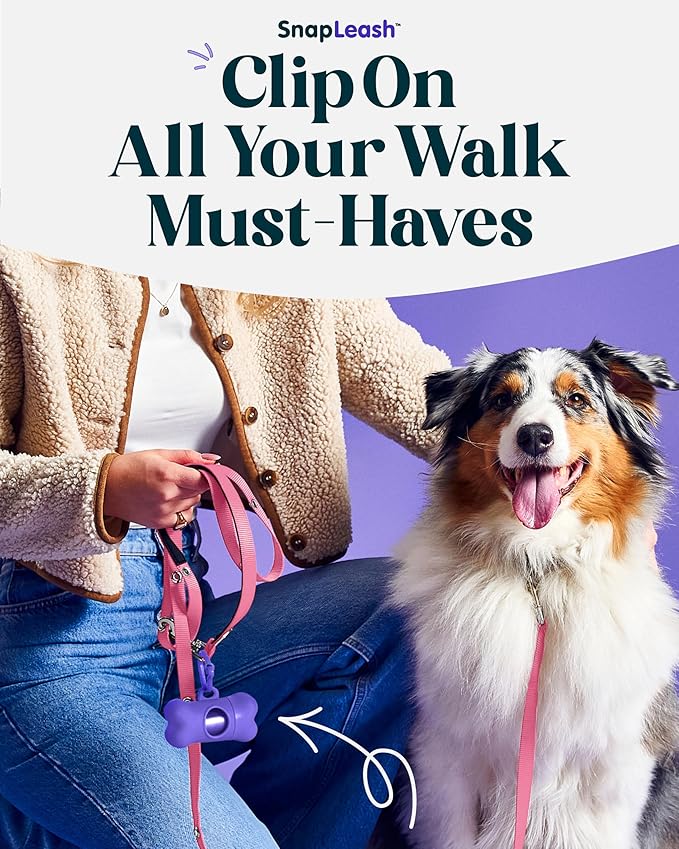 Hands-Free Dog Leash Training Running Snapleash, Waist & Shoulder Lead for Walking, Traffic Lead, Dual Pet Leash Adjustable for Large, Medium and Small Dog Breeds (Pink, Small (5/8in x 7.5ft))