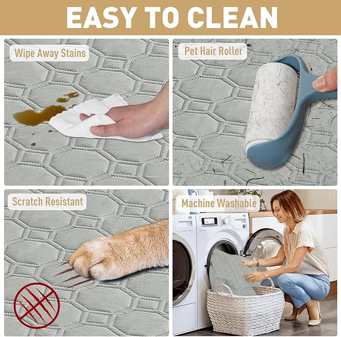 ZNSAYOTX Ultimate Cozy Blankets (40"x50") 100% Waterproof Chaise Mat Blanket for Dog Pets, Bed Couch Sofa Protector with Non-Slip Back Washable Durable, Pee Scratch Proof Easy to Clean (Light Grey)