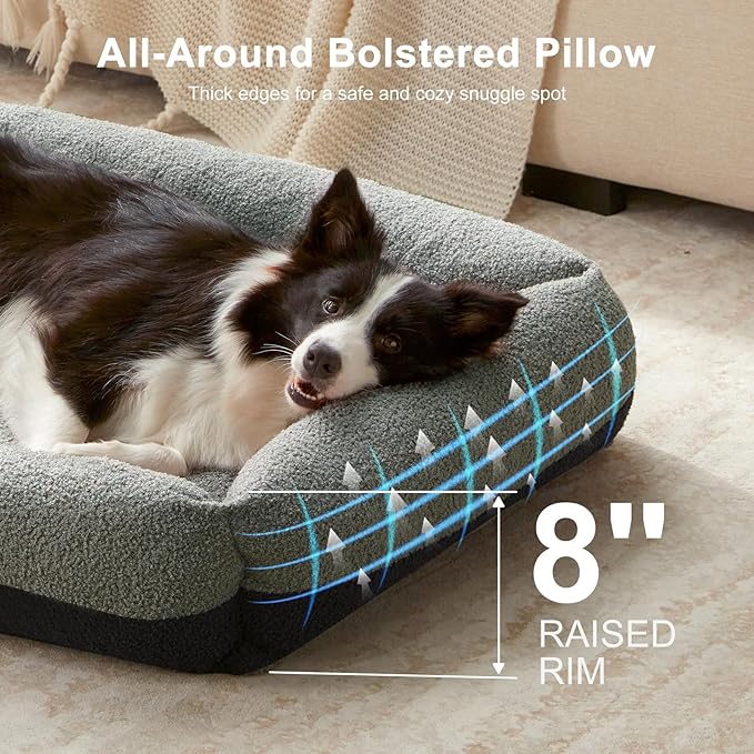 FURTIME Washable Dog Bed Medium Large Size Dogs, Rectangle Comfy Fluffy Pet Bed, Removable Zipper Cover Machine Wash, Soft Orthopedic Bed Durable Pet Cuddler with Anti-Slip Bottom,30"x24"x8",Dark Grey