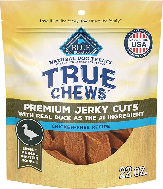 Blue Buffalo True Chews Premium Jerky Cuts Dog Treats, Made in the USA with Natural Ingredients, Chicken & Duck, 22-oz. Bag