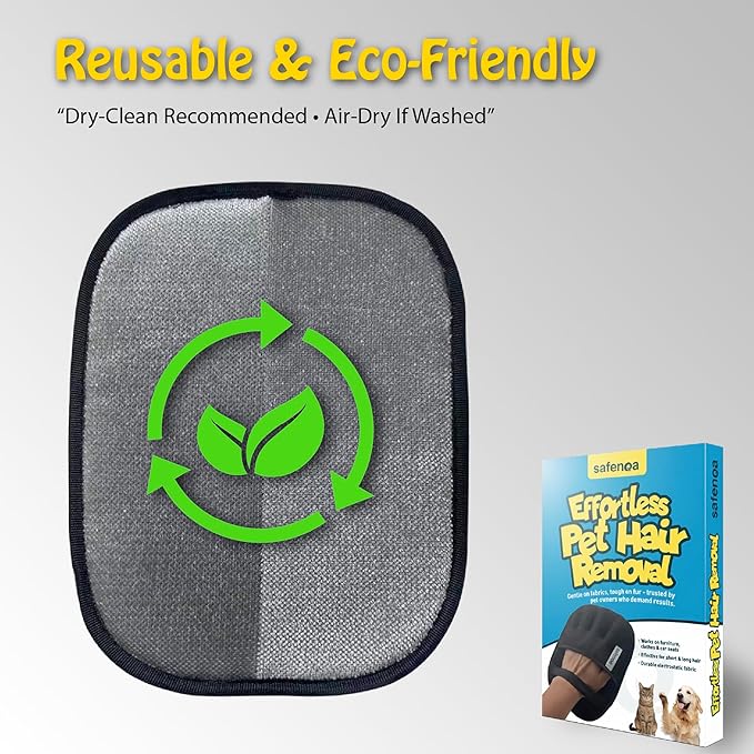 Pet Hair Removal Glove – Electrostatic Reusable Mitt, Effortless dog hair remover for Couch, Furniture, Clothes & Car Seats – Ambidextrous One-Glove – Cat Hair Remover Furniture Magic Brush Pet Hair