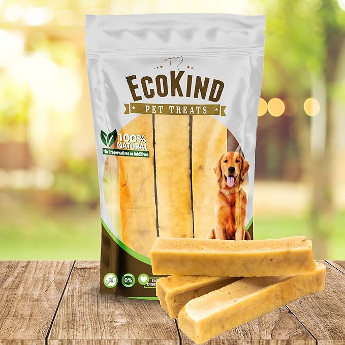 EcoKind Premium Gold Yak Cheese Himalayan Dog Chews, Dog Treats Large Breed, All Natural, High Protein Dog Chew, Peanut Butter, Large - 3 Chews