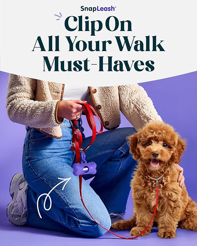 Hands-Free Dog Leash Training Running Snapleash, Waist & Shoulder Lead for Walking, Traffic Lead, Dual Pet Leash Adjustable for Large, Medium and Small Dog Breeds (RED, Large (1in x 7.5ft))