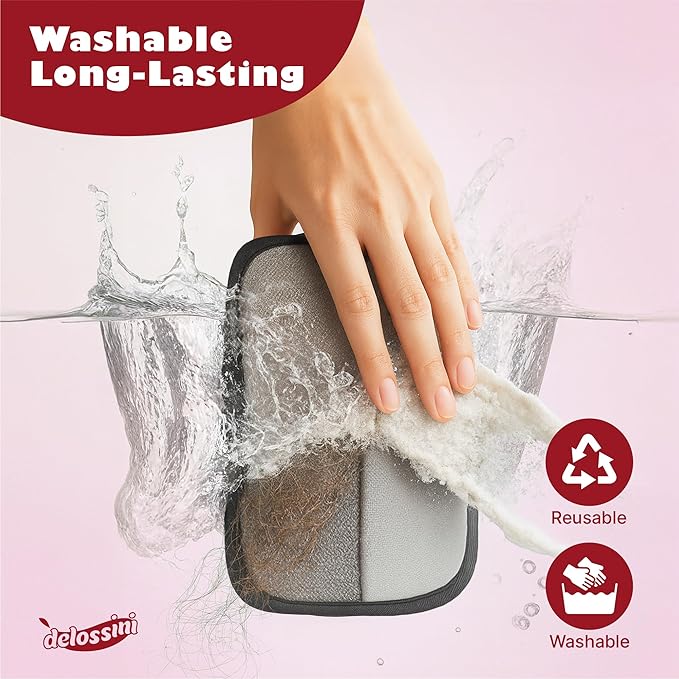 Pet Hair Removal Glove, Reusable Electrostatic Pet Hair Remover Glove for Cat & Dog, Washable 4 Finger Upgraded Version Pet Hair Mitt for Couch, Furniture, Car Seat - 2 PCS