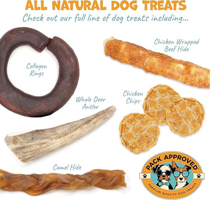 Camel Skin Dog Chews for Aggressive Chewers - Hypoallergenic Natural Collagen Sticks for Dental Health & Protein Boost - Long Lasting Treats for Small & Medium Dogs