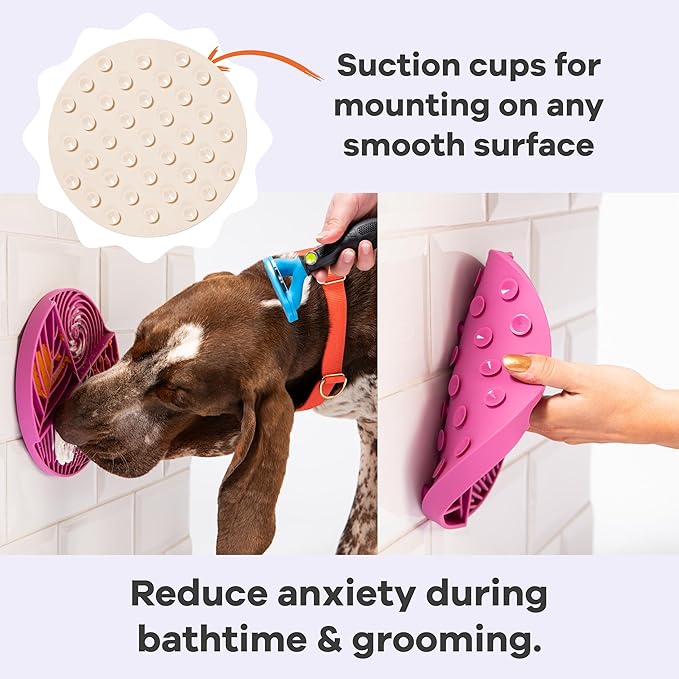 Awoo Paradise Silicone Dog & Cat Lick Mat & Slow Feeder with Suction Cups, Non-Slip, Dishwasher Safe, Extend Mealtime, Reduce Anxiety (Almond)