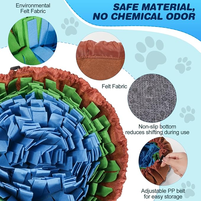 Snuffle Mat for Dogs - Boredom Relief Dog Lick Mat, Dog Educational Toys, Portable for Indoor & Outdoor Use, Encourages Natural Foraging Skills for Cats, Rabbits & Dogs（Brown Green