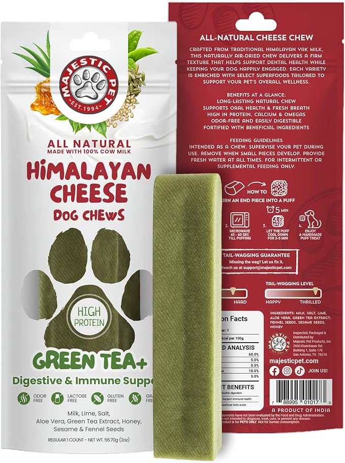 Majestic Pet Himalayan All-Natural Yak Style Cheese Dog Chews Made with 100% Cows Milk- Long Lasting Dental Chew for Dogs - Healthy Pet Treats (Digestive & Immune Support, Regular, 1 Pack)