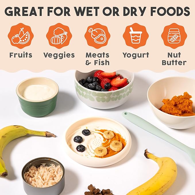 Awoo Lick Dish Silicone Dog & Cat Lick Mat & Slow Feeder with Suction Cups, Non-Slip, Dishwasher Safe, Extend Mealtime, Reduce Anxiety (Cream)