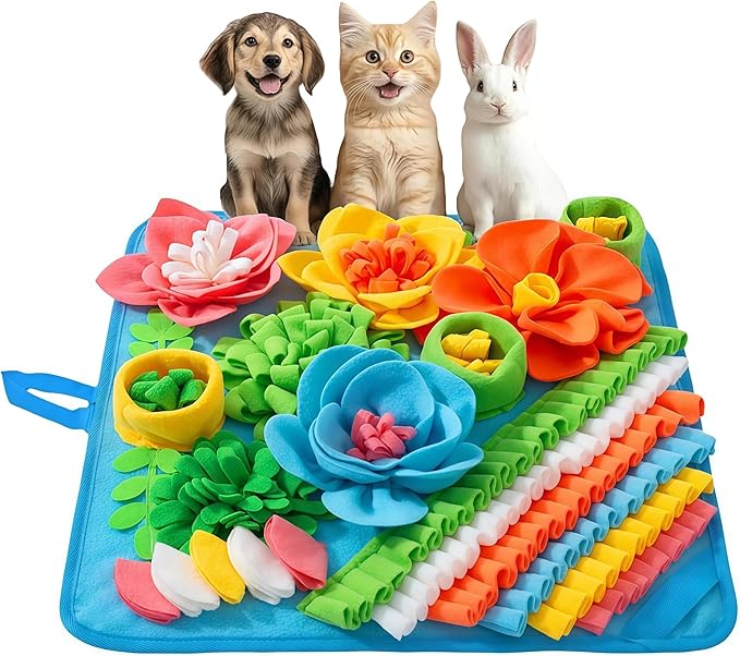 Snuffle Mat for Small Dogs Cats - Dog Snuffle Mat for Slow Feeder, Reduce Boredom, Fun Foraging Mats for Small Medium Dog, Cat, Rabbit, Puppy Sniff Mats for Dogs 15.4in Blue