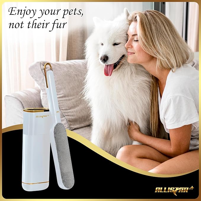 Lint Brush, Pet Hair Remover, Lint Remover for Clothes, Sofa, Carpets, Car Seats. Cat Hair Remover. Dog Hair Remover Laundry. Double-Sided. Reusable. Self-Cleaning Base. ALLISTAR (Snow Peak White)