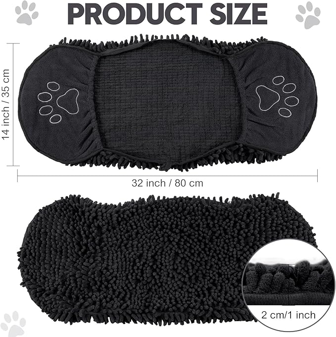 Newwiee 4 Pcs Large Dog Towels for Drying Dogs with Hand Pocket Microfiber Shammy Towel 32 x 14 in Dog Bath Towel Absorbent, Quick Drying, Machine Washable for Pet Puppy Clean Shower Supplies(Black)