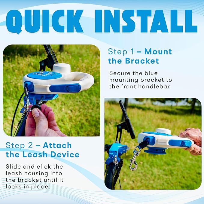 Handlebar Dog Bike Leash, 16 Ft Retractable Dog Leash for Cycling or Walking, Quick Attach, with Flashlight Slot and Poop Bag Holder, Bike Attachment for Dogs, Hands Free Leashes Running Accesories.