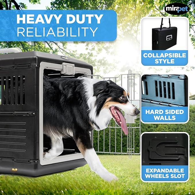 USA Pet Carrier & Crate 35" - Premium Collapsible Design for Medium Cats and Dogs - Portable Kennel for Indoor/Outdoor Use - 360-Degree Ventilation & Hard Plastic Wall Protection