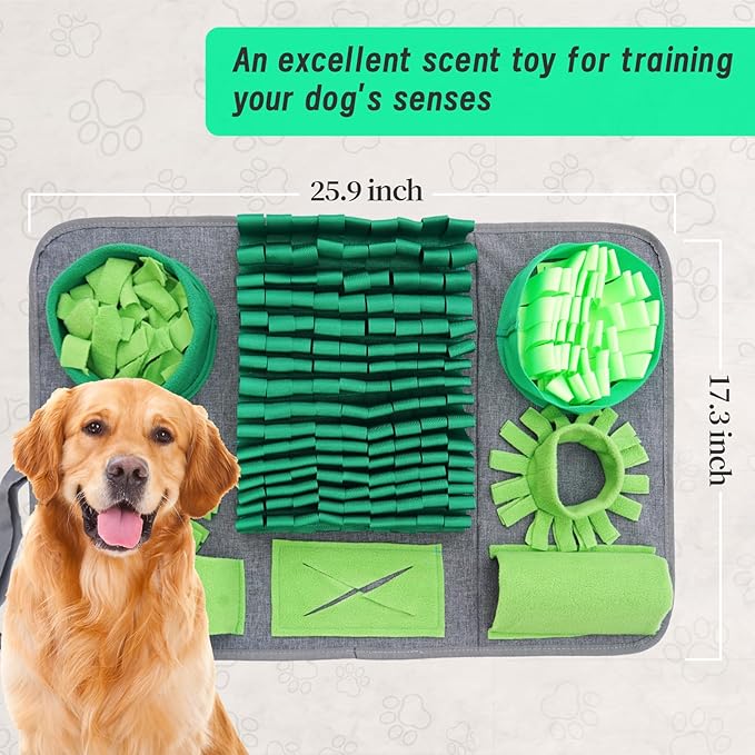 Snuffle Mat for Dogs, Pet Snuffle Mat for Small and Medium Dogs, Interactive Sniff Mat Feeding Mat for Puppies, Slow Feeder Dog Treat Mat for Training and Stress Relief