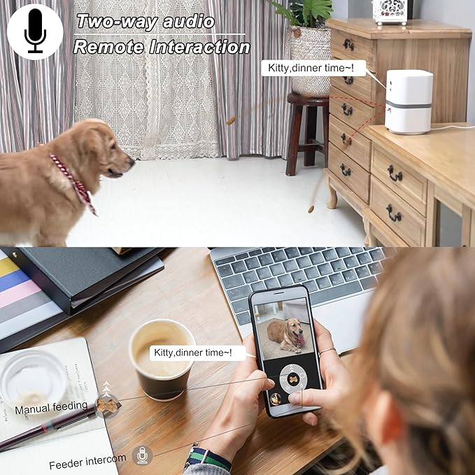 Petalk AI II Dog Camera Automatic Treat Dispenser, 5G WiFi Pet Camera with 180° Pan Full-Room View