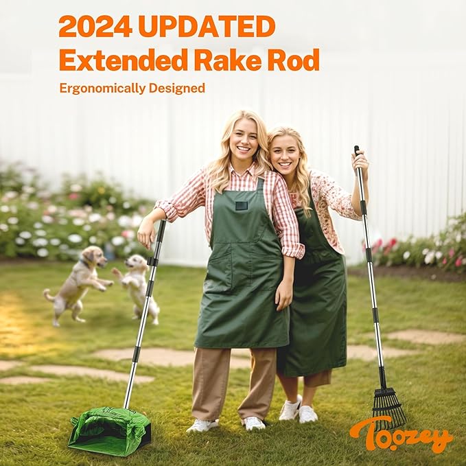 Toozey Dog Pooper Scooper, Extra Large Stainless Steel Tray Long 54" Handle, Easy Cleanup for All Dog Sizes, Includes 20 Bags