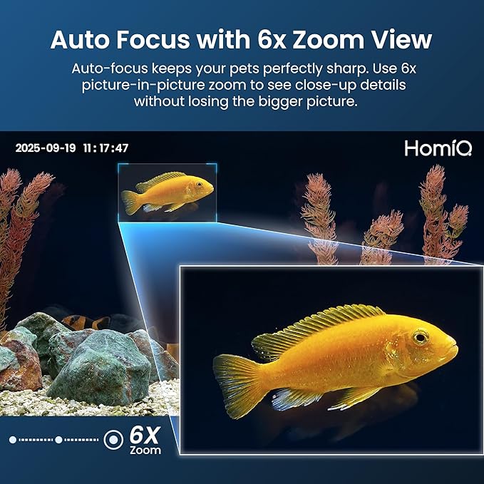 3MP 2K Aquarium & Terrarium Pet Camera.Magnetic Install &Close-Focus Lens for Fish,Lizard, Reptile Pet and Window Bird Feeder,2.4GHz & 5GHz WiFi,Color Night Vision,Auto-focus,24/7 Recording