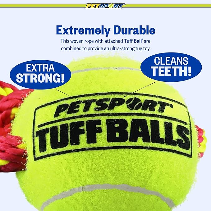 PetSport Fling Thing - Dog Tennis Ball Rope, Tennis Ball Toy on Rope for Dogs, Heavy Duty Webbing, Non-Abrasive Polyester, Certified Non-Toxic - 12 Inch