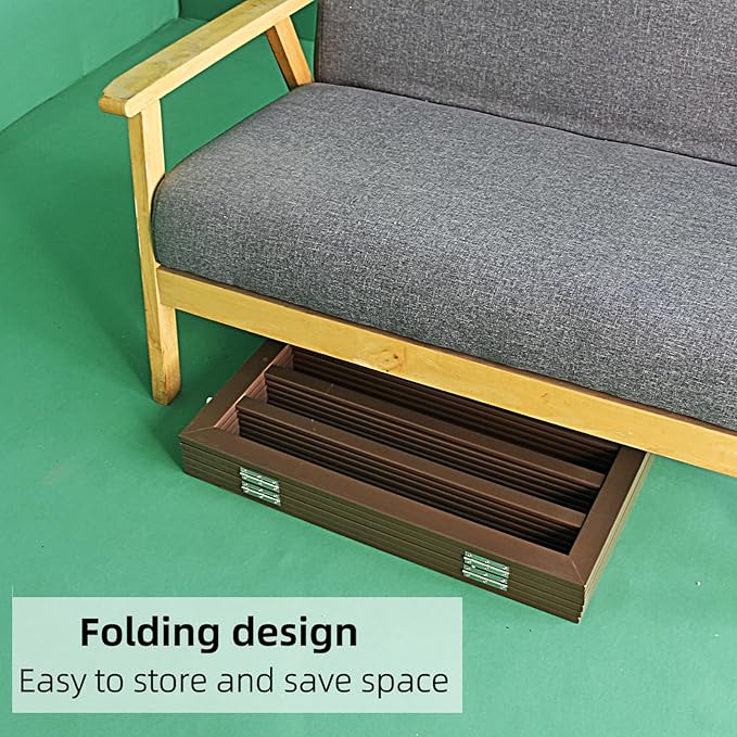 ZJSF Freestanding Indoor Dog Gate for House Foldable Wood Brown Puppy Gate for Doorways Pet Gate for Stairs Extra Wide Pet Fence 32" Height 2 Panels