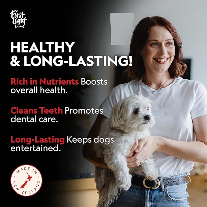 First Light Farms Venison Marrow Bones for Dogs | Long Lasting Chews | 3 Pack Natural Dog Chews for Teeth, Joint Health, and Mental Stimulation | Rawhide Free | Safe & Healthy Treats | 5.2 Inch