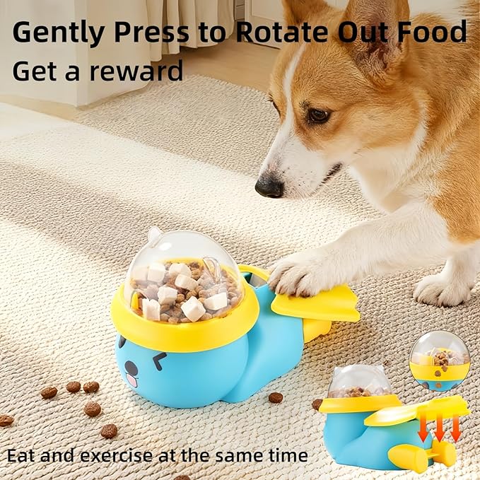 Yaindhi Dog Interactive Treat Dispenser Toy, Interactive Cat Dog Puzzle Toy, Dogs Food Treat Feeding Dispenser for Healthy Eating for Small & Medium (Blue/Yellow)