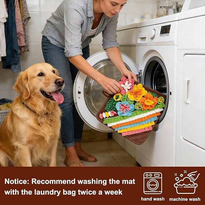 Large Snuffle Mat for Dogs - Dog Snuffle Mat for Slow Feeder, Reduce Boredom, Fun Foraging Mats for Large Medium Dog Sniff Mats for Dogs 19.5in Brown