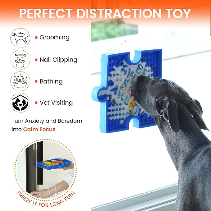 HowGo Puzzle Slow Feeder Lick Mat for Dogs, 38+ Suction Cups|Non-Slip Heavy Duty Maze Enrichment Bowl BPA-Free Silicone|Reduce Boredom Anxiety Free Combination (2PCs, Blue&Yellow)