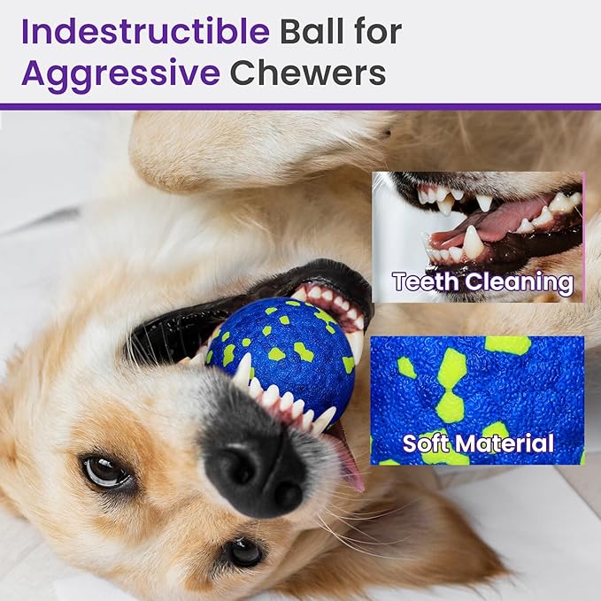 4 Pack Bouncy Dog Balls, 3'' Indestructible Dog Toys for Aggressive Chewers, Outdoor Jolly Tennis Balls for Dogs, Durable Interactive Floating Fetch Toy, Blue Orange