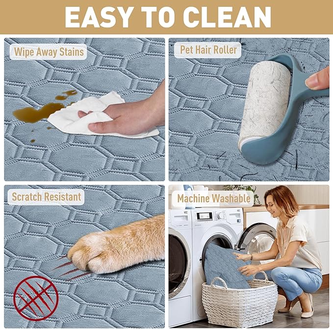 ZNSAYOTX Ultimate Cozy Blankets (52"x82") 100% Waterproof Bed Mat Blanket for Dog Pets, Couch Sofa Protector with Non-Slip Back Washable Durable, Pee Scratch Proof Easy to Clean (Grey Blue)