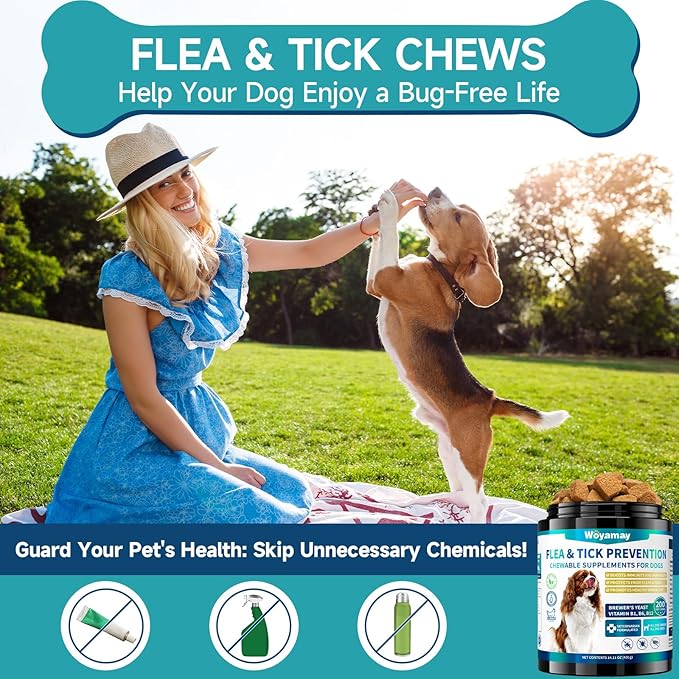 Flea and Tick Prevention for Dogs Chewables, 200 Soft Treats, Natural Dog Flea and Tick Treatment, Oral Flea Chews for Dogs Supplement, Flea and Tick Chews for Dogs Puppies, All Breeds & Sizes
