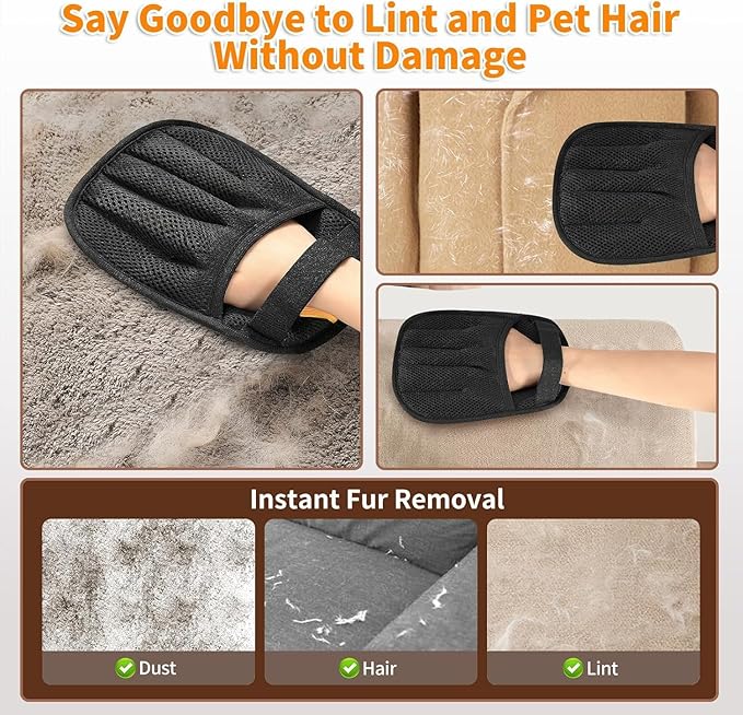 Pet Hair Removal Glove for Cats & Dogs, Upgraded Five-Finger Electrostatic Pet Hair Gloves, Reusable Brush Pet Hair Remover Tool for Laundry, Couch, Carpet, Car Seat