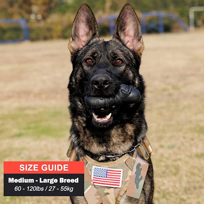 Natural Rubber Dog Chew Toy for Moderate Chewers or Older - Lifetime Replacement - Fetch Toy for Large Breed - Durable Gorilla Dog Toy, Black